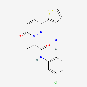 molecular formula C18H13ClN4O2S B2514806 N-(5-chloro-2-cyanophenyl)-2-(6-oxo-3-(thiophen-2-yl)pyridazin-1(6H)-yl)propanamide CAS No. 1251576-68-7
