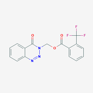 molecular formula C16H10F3N3O3 B2514807 (4-oxo-3,4-dihydro-1,2,3-benzotriazin-3-yl)methyl 2-(trifluoromethyl)benzoate CAS No. 452937-91-6
