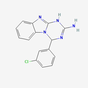 molecular formula C15H12ClN5 B2514814 4-(3-Chlorophenyl)-1,4-dihydro[1,3,5]triazino[1,2-a]benzimidazol-2-amine CAS No. 380460-64-0