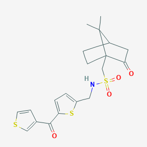molecular formula C20H23NO4S3 B2514848 1-{7,7-二甲基-2-氧代双环[2.2.1]庚烷-1-基}-N-{[5-(噻吩-3-羰基)噻吩-2-基]甲基}甲磺酰胺 CAS No. 1797299-96-7