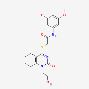 molecular formula C20H25N3O5S B2514855 N-(3,5-dimethoxyphenyl)-2-((1-(2-hydroxyethyl)-2-oxo-1,2,5,6,7,8-hexahydroquinazolin-4-yl)thio)acetamide CAS No. 920165-67-9