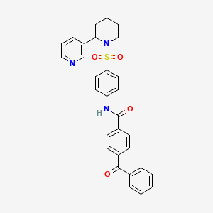 4-benzoyl-N-(4-((2-(pyridin-3-yl)piperidin-1-yl)sulfonyl)phenyl)benzamide