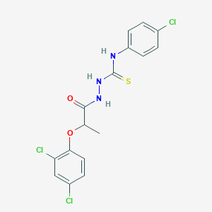 molecular formula C16H14Cl3N3O2S B2514875 N-{[(4-chlorophenyl)carbamothioyl]amino}-2-(2,4-dichlorophenoxy)propanamide CAS No. 894576-62-6