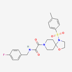 molecular formula C23H26FN3O5S B2514933 N-(4-fluorobenzyl)-2-oxo-2-(4-tosyl-1-oxa-4,8-diazaspiro[4.5]decan-8-yl)acetamide CAS No. 898453-37-7