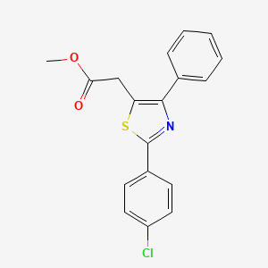 molecular formula C18H14ClNO2S B2514950 Methyl 2-[2-(4-chlorophenyl)-4-phenyl-1,3-thiazol-5-yl]acetate CAS No. 339277-89-3