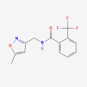 molecular formula C13H11F3N2O2 B2514975 N-[(5-methyl-1,2-oxazol-3-yl)methyl]-2-(trifluoromethyl)benzamide CAS No. 1251632-88-8