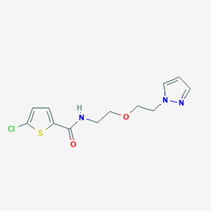 molecular formula C12H14ClN3O2S B2514976 N-(2-(2-(1H-pyrazol-1-yl)ethoxy)ethyl)-5-chlorothiophene-2-carboxamide CAS No. 2034301-21-6