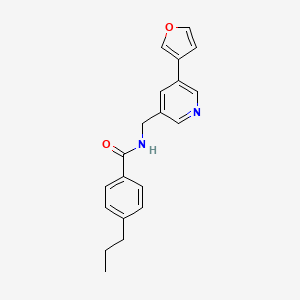molecular formula C20H20N2O2 B2514981 N-((5-(furan-3-yl)pyridin-3-yl)methyl)-4-propylbenzamide CAS No. 2034533-86-1