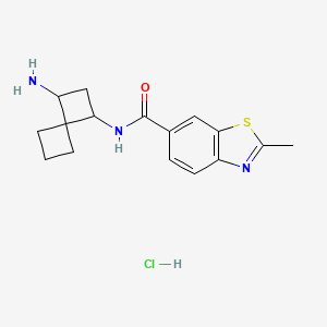 molecular formula C16H20ClN3OS B2515024 N-(1-Aminospiro[3.3]heptan-3-yl)-2-methyl-1,3-benzothiazole-6-carboxamide;hydrochloride CAS No. 2418642-62-1