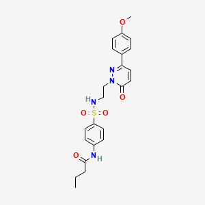 molecular formula C23H26N4O5S B2515051 N-(4-(N-(2-(3-(4-methoxyphenyl)-6-oxopyridazin-1(6H)-yl)ethyl)sulfamoyl)phenyl)butyramide CAS No. 921831-95-0