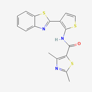 molecular formula C17H13N3OS3 B2515063 N-[3-(1,3-benzothiazol-2-yl)thiophen-2-yl]-2,4-dimethyl-1,3-thiazole-5-carboxamide CAS No. 1210856-03-3