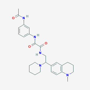molecular formula C27H35N5O3 B2515138 N'-(3-acetamidophenyl)-N-[2-(1-methyl-1,2,3,4-tetrahydroquinolin-6-yl)-2-(piperidin-1-yl)ethyl]ethanediamide CAS No. 921903-17-5