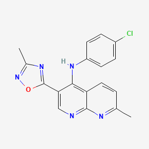 molecular formula C18H14ClN5O B2515141 N-(4-chlorophenyl)-7-methyl-3-(3-methyl-1,2,4-oxadiazol-5-yl)-1,8-naphthyridin-4-amine CAS No. 1251597-74-6