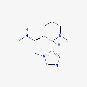 molecular formula C12H22N4 B2515147 N-Methyl-1-[(2R,3S)-1-methyl-2-(3-methylimidazol-4-yl)piperidin-3-yl]methanamine CAS No. 1969288-11-6