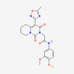 molecular formula C21H23N5O6 B2515226 N-(3,4-dimethoxyphenyl)-2-[4-(5-methyl-1,2,4-oxadiazol-3-yl)-1,3-dioxo-1H,2H,3H,5H,6H,7H,8H-pyrido[1,2-c]pyrimidin-2-yl]acetamide CAS No. 1775425-42-7