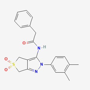 molecular formula C21H21N3O3S B2515233 N-[2-(3,4-dimethylphenyl)-5,5-dioxo-2H,4H,6H-5lambda6-thieno[3,4-c]pyrazol-3-yl]-2-phenylacetamide CAS No. 681267-82-3