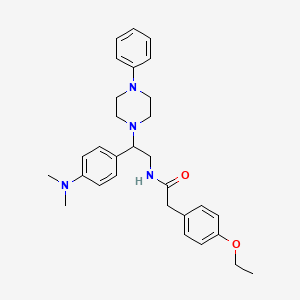 molecular formula C30H38N4O2 B2515237 N-{2-[4-(dimethylamino)phenyl]-2-(4-phenylpiperazin-1-yl)ethyl}-2-(4-ethoxyphenyl)acetamide CAS No. 946218-78-6