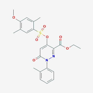 molecular formula C23H24N2O7S B2515290 Ethyl 4-(((4-methoxy-2,5-dimethylphenyl)sulfonyl)oxy)-6-oxo-1-(o-tolyl)-1,6-dihydropyridazine-3-carboxylate CAS No. 899728-67-7