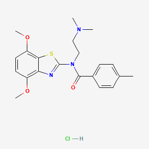 molecular formula C21H26ClN3O3S B2515317 N-(4,7-DIMETHOXY-1,3-BENZOTHIAZOL-2-YL)-N-[2-(DIMETHYLAMINO)ETHYL]-4-METHYLBENZAMIDE HYDROCHLORIDE CAS No. 1215561-07-1