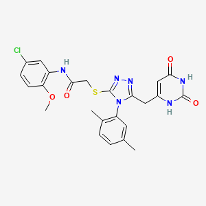 molecular formula C24H23ClN6O4S B2515319 N-(5-chloro-2-methoxyphenyl)-2-{[4-(2,5-dimethylphenyl)-5-[(2,6-dioxo-1,2,3,6-tetrahydropyrimidin-4-yl)methyl]-4H-1,2,4-triazol-3-yl]sulfanyl}acetamide CAS No. 896677-20-6