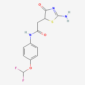 molecular formula C12H11F2N3O3S B2515324 N-(4-(difluoromethoxy)phenyl)-2-(2-imino-4-oxothiazolidin-5-yl)acetamide CAS No. 685551-15-9