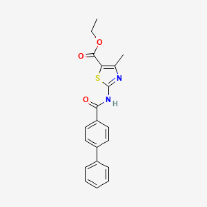 molecular formula C20H18N2O3S B2515334 ETHYL 2-{[1,1'-BIPHENYL]-4-AMIDO}-4-METHYL-1,3-THIAZOLE-5-CARBOXYLATE CAS No. 312923-71-0