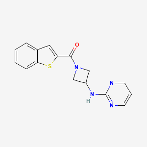 molecular formula C16H14N4OS B2515360 N-[1-(1-benzothiophene-2-carbonyl)azetidin-3-yl]pyrimidin-2-amine CAS No. 2192745-79-0