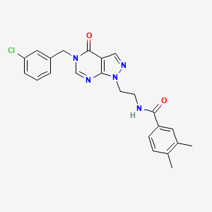 molecular formula C23H22ClN5O2 B2515386 N-(2-(5-(3-chlorobenzyl)-4-oxo-4,5-dihydro-1H-pyrazolo[3,4-d]pyrimidin-1-yl)ethyl)-3,4-dimethylbenzamide CAS No. 921889-00-1