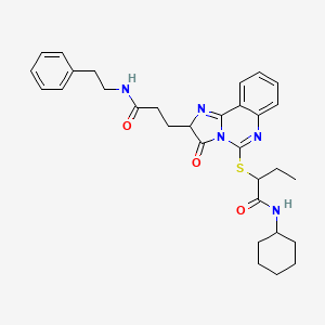 N-cyclohexyl-2-[(3-oxo-2-{2-[(2-phenylethyl)carbamoyl]ethyl}-2H,3H-imidazo[1,2-c]quinazolin-5-yl)sulfanyl]butanamide
