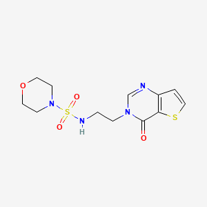molecular formula C12H16N4O4S2 B2515435 N-(2-(4-oxothieno[3,2-d]pyrimidin-3(4H)-yl)ethyl)morpholine-4-sulfonamide CAS No. 1903771-19-6
