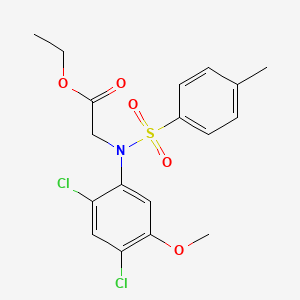 molecular formula C18H19Cl2NO5S B2515475 Ethyl 2-(2,4-dichloro-5-methoxy((4-methylphenyl)sulfonyl)anilino)acetate CAS No. 338961-12-9
