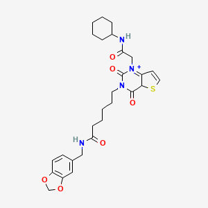 molecular formula C28H34N4O6S B2515479 N-[(2H-1,3-benzodioxol-5-yl)methyl]-6-{1-[(cyclohexylcarbamoyl)methyl]-2,4-dioxo-1H,2H,3H,4H-thieno[3,2-d]pyrimidin-3-yl}hexanamide CAS No. 912800-56-7
