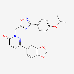 molecular formula C23H20N4O5 B2515503 6-(2H-1,3-benzodioxol-5-yl)-2-({3-[4-(propan-2-yloxy)phenyl]-1,2,4-oxadiazol-5-yl}methyl)-2,3-dihydropyridazin-3-one CAS No. 1207056-79-8