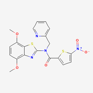 molecular formula C20H16N4O5S2 B2515505 N-(4,7-dimethoxybenzo[d]thiazol-2-yl)-5-nitro-N-(pyridin-2-ylmethyl)thiophene-2-carboxamide CAS No. 900005-99-4
