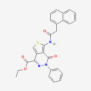 molecular formula C27H21N3O4S B2515548 ethyl 5-[2-(naphthalen-1-yl)acetamido]-4-oxo-3-phenyl-3H,4H-thieno[3,4-d]pyridazine-1-carboxylate CAS No. 851947-62-1
