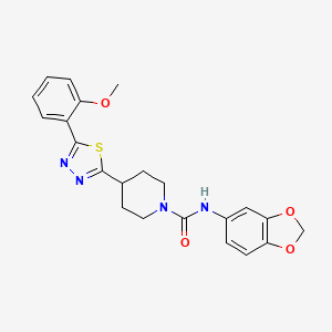 molecular formula C22H22N4O4S B2515562 N-(2H-1,3-benzodioxol-5-yl)-4-[5-(2-methoxyphenyl)-1,3,4-thiadiazol-2-yl]piperidine-1-carboxamide CAS No. 1170578-95-6