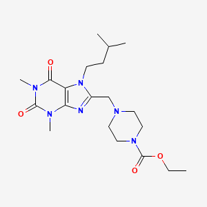 molecular formula C20H32N6O4 B2515564 ethyl 4-{[1,3-dimethyl-7-(3-methylbutyl)-2,6-dioxo-2,3,6,7-tetrahydro-1H-purin-8-yl]methyl}piperazine-1-carboxylate 