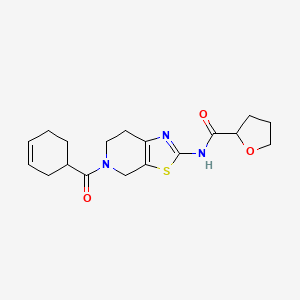 molecular formula C18H23N3O3S B2515582 N-(5-(cyclohex-3-enecarbonyl)-4,5,6,7-tetrahydrothiazolo[5,4-c]pyridin-2-yl)tetrahydrofuran-2-carboxamide CAS No. 1396786-85-8
