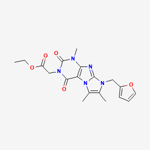 molecular formula C19H21N5O5 B2515612 ethyl 2-{8-[(furan-2-yl)methyl]-1,6,7-trimethyl-2,4-dioxo-1H,2H,3H,4H,8H-imidazo[1,2-g]purin-3-yl}acetate CAS No. 896322-45-5