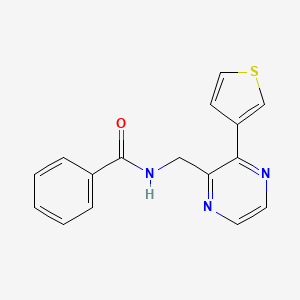 molecular formula C16H13N3OS B2515639 N-((3-(thiophen-3-yl)pyrazin-2-yl)methyl)benzamide CAS No. 2034496-59-6