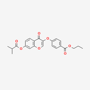 molecular formula C23H22O7 B2515677 propyl 4-({7-[(2-methylpropanoyl)oxy]-4-oxo-4H-chromen-3-yl}oxy)benzoate CAS No. 847859-81-8