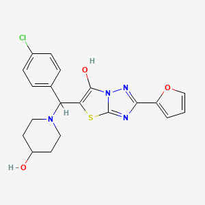 B2515678 5-((4-Chlorophenyl)(4-hydroxypiperidin-1-yl)methyl)-2-(furan-2-yl)thiazolo[3,2-b][1,2,4]triazol-6-ol CAS No. 887220-79-3