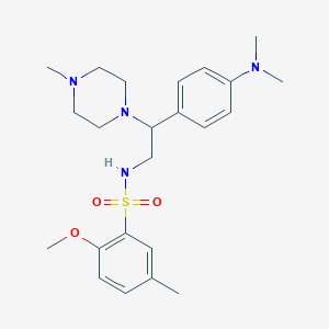 molecular formula C23H34N4O3S B2515713 N-{2-[4-(dimethylamino)phenyl]-2-(4-methylpiperazin-1-yl)ethyl}-2-methoxy-5-methylbenzene-1-sulfonamide CAS No. 946366-41-2