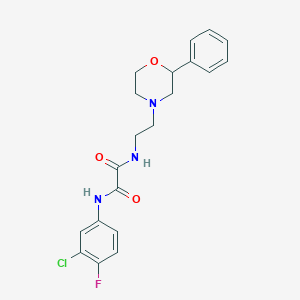 molecular formula C20H21ClFN3O3 B2515723 N1-(3-chloro-4-fluorophenyl)-N2-(2-(2-phenylmorpholino)ethyl)oxalamide CAS No. 954025-17-3