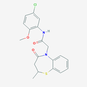 molecular formula C19H19ClN2O3S B2515730 N-(5-chloro-2-methoxyphenyl)-2-(2-methyl-4-oxo-2,3,4,5-tetrahydro-1,5-benzothiazepin-5-yl)acetamide CAS No. 847410-06-4