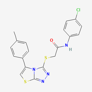 molecular formula C19H15ClN4OS2 B2515758 N-(4-chlorophenyl)-2-((5-(p-tolyl)thiazolo[2,3-c][1,2,4]triazol-3-yl)thio)acetamide CAS No. 690645-26-2