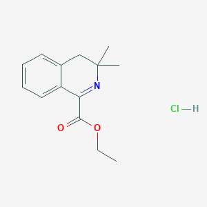 molecular formula C14H18ClNO2 B2515771 ethyl 3,3-dimethyl-3,4-dihydroisoquinoline-1-carboxylate hydrochloride CAS No. 2490412-78-5