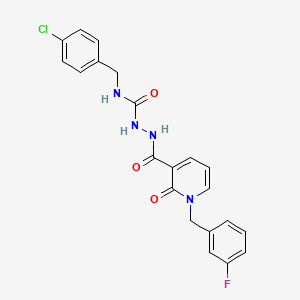 molecular formula C21H18ClFN4O3 B2515883 N-({[(4-chlorophenyl)methyl]carbamoyl}amino)-1-[(3-fluorophenyl)methyl]-2-oxo-1,2-dihydropyridine-3-carboxamide CAS No. 1105206-08-3