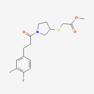 molecular formula C17H22FNO3S B2515912 Methyl 2-((1-(3-(4-fluoro-3-methylphenyl)propanoyl)pyrrolidin-3-yl)thio)acetate CAS No. 2034267-59-7