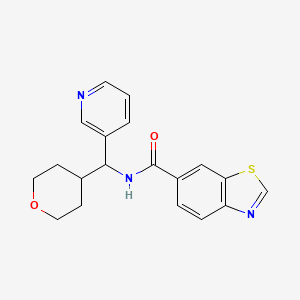 molecular formula C19H19N3O2S B2515939 N-[(oxan-4-yl)(pyridin-3-yl)methyl]-1,3-benzothiazole-6-carboxamide CAS No. 2034541-70-1
